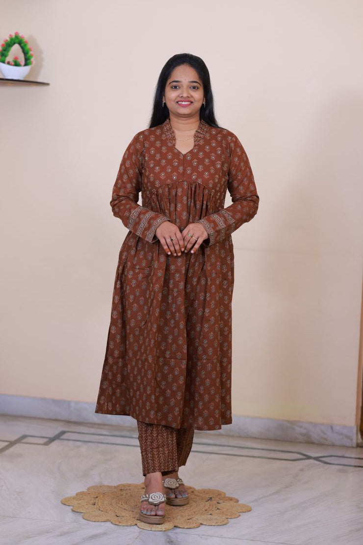Jaipur Cotton Ajrakh Print 3 piece dress