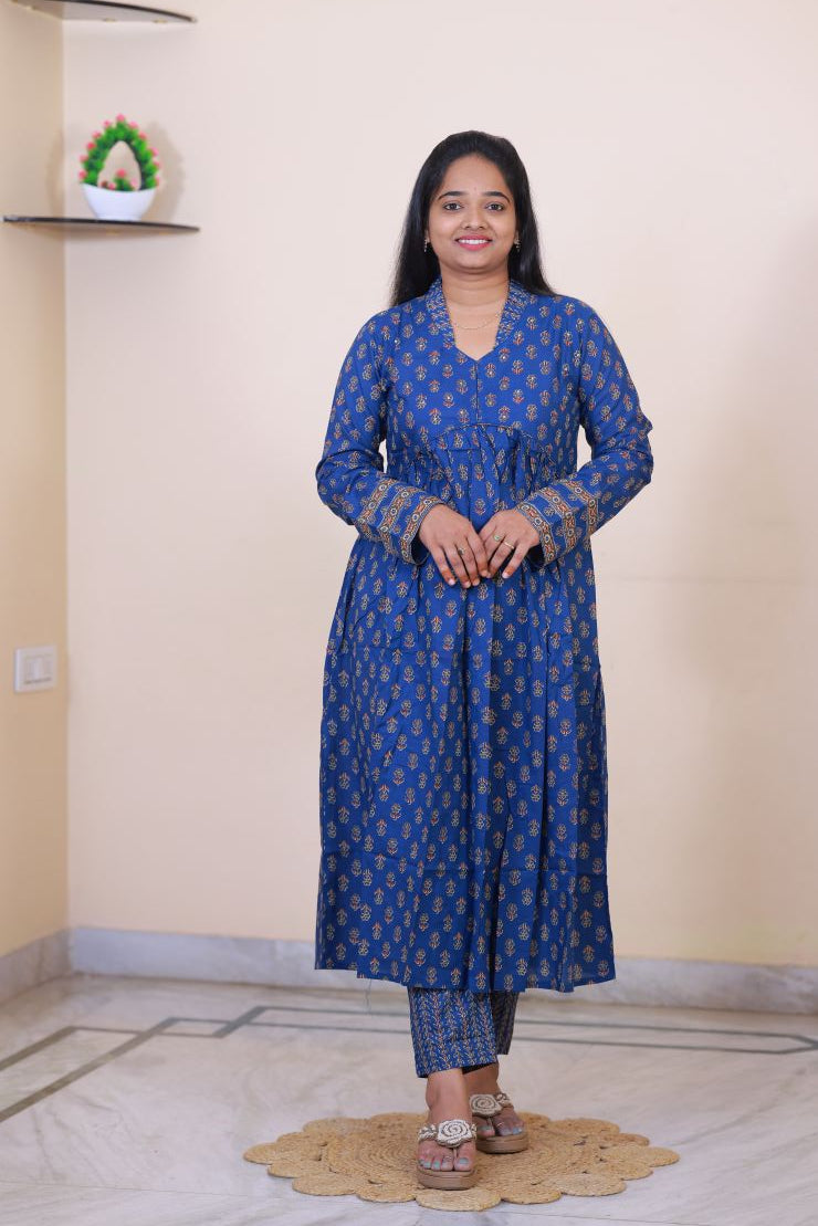 Jaipur Cotton Ajrakh Print 3 piece dress