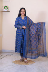 Jaipur Cotton Ajrakh Print 3 piece dress