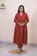 Jaipur Cotton Ajrakh Print 3 piece dress