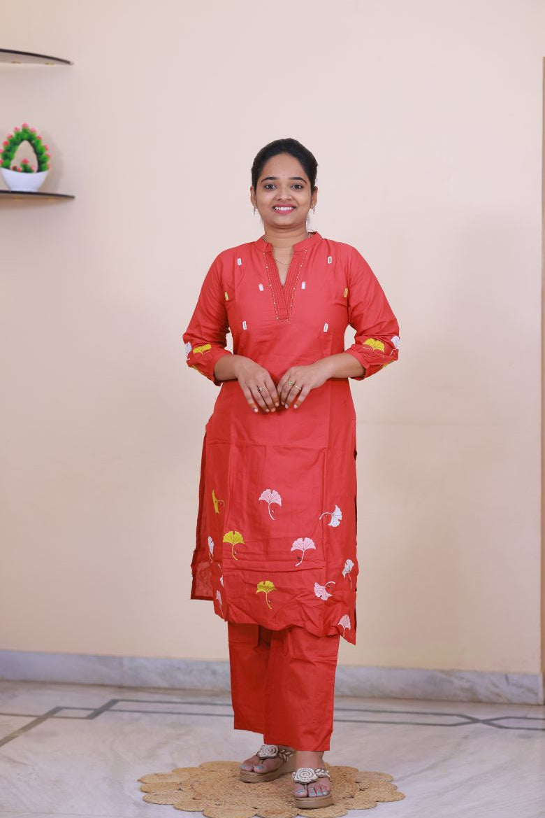Cotton Embroidery 2 piece dress