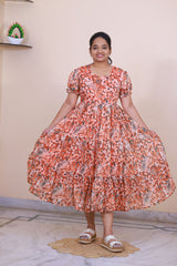 Chanderi Silk Kalamkari Print Frock