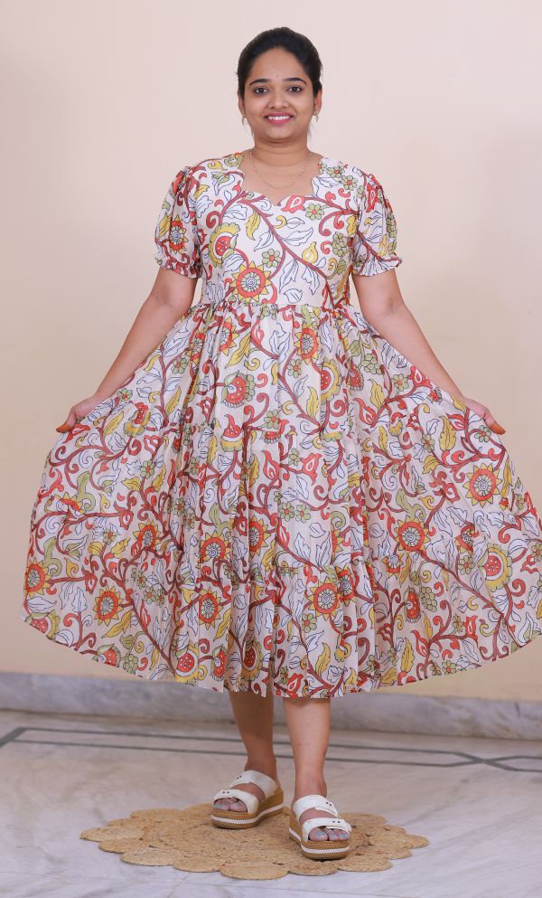 Chanderi Silk Kalamkari Print Frock