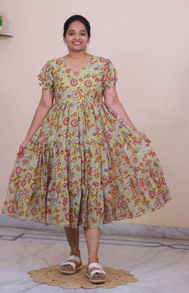Chanderi Silk Kalamkari Print Frock