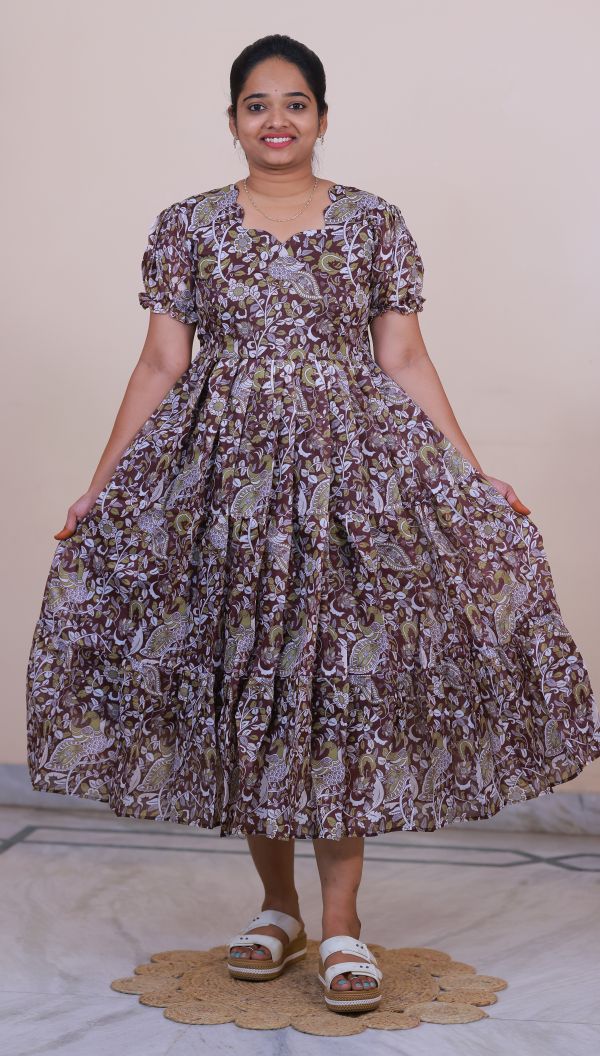 Chanderi Silk Kalamkari Print Frock