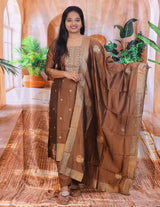 Soft Banaras Mulchander Kurta Set with Dupatta