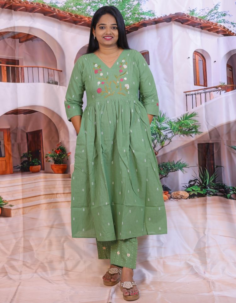Cotton Embroidery 2 piece dress