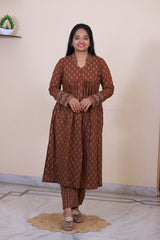 Jaipur Cotton Ajrakh Print 3 piece dress
