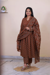 Jaipur Cotton Ajrakh Print 3 piece dress