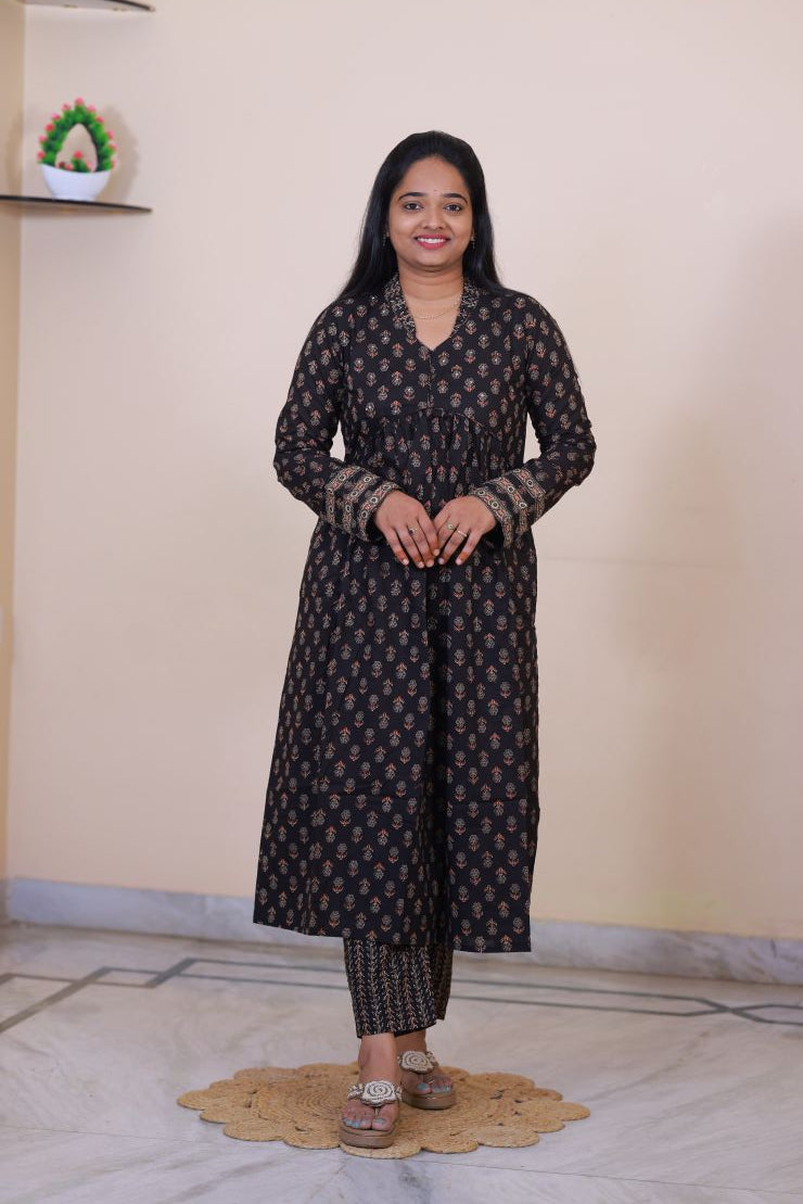 Jaipur Cotton Ajrakh Print 3 piece dress