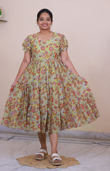 Chanderi Silk Kalamkari Print Frock