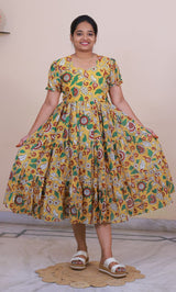Chanderi Silk Kalamkari Print Frock