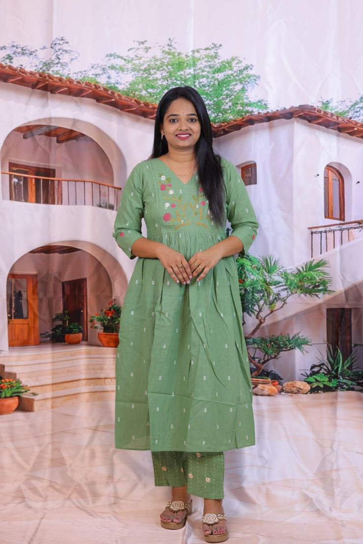 Cotton Embroidery 2 piece dress