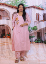 Cotton embroidery 2 piece dress